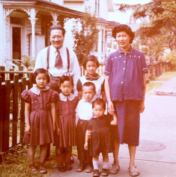 Ida Chong (the smallest child, holding Mother’s hand) as an infant with her siblings and her mother and father in Victoria. Circa September 1958. (Photo courtesy of Ida Chong).