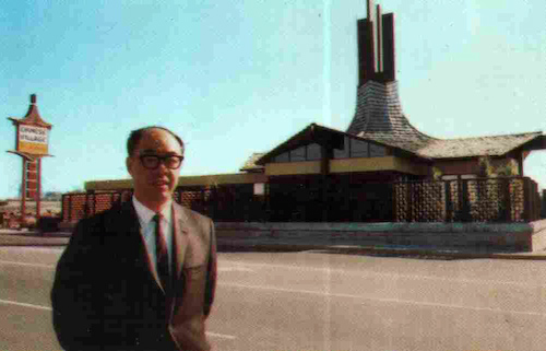 Jack Lee in front of his family business, Chinese Village Restaurant, in the 1970s (Photo courtesy of Robert Lee).